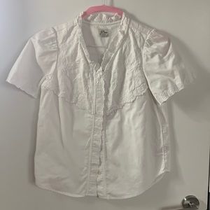 J Crew White Puff Sleeve Blouse